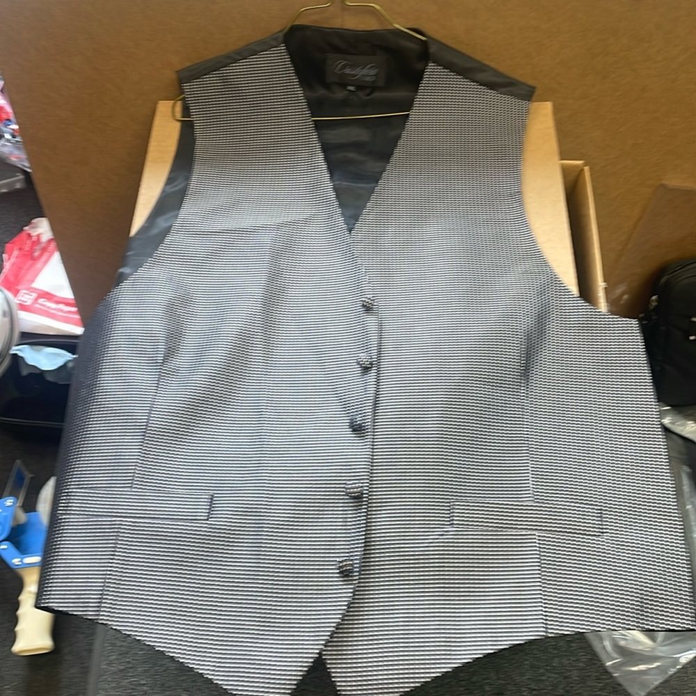 Charcoal Silk Weave Tuxedo Vest Size 2X New